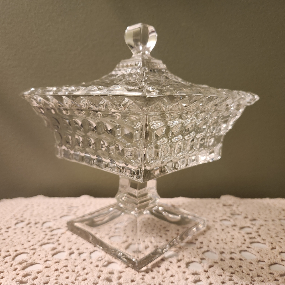 VTG Fostoria American Clear Wedding Bowl With Lid /Candy Dish/Compote HEAVY! - Picture 6 of 16